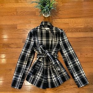 New York & Company | Plaid Belted Pea Coat